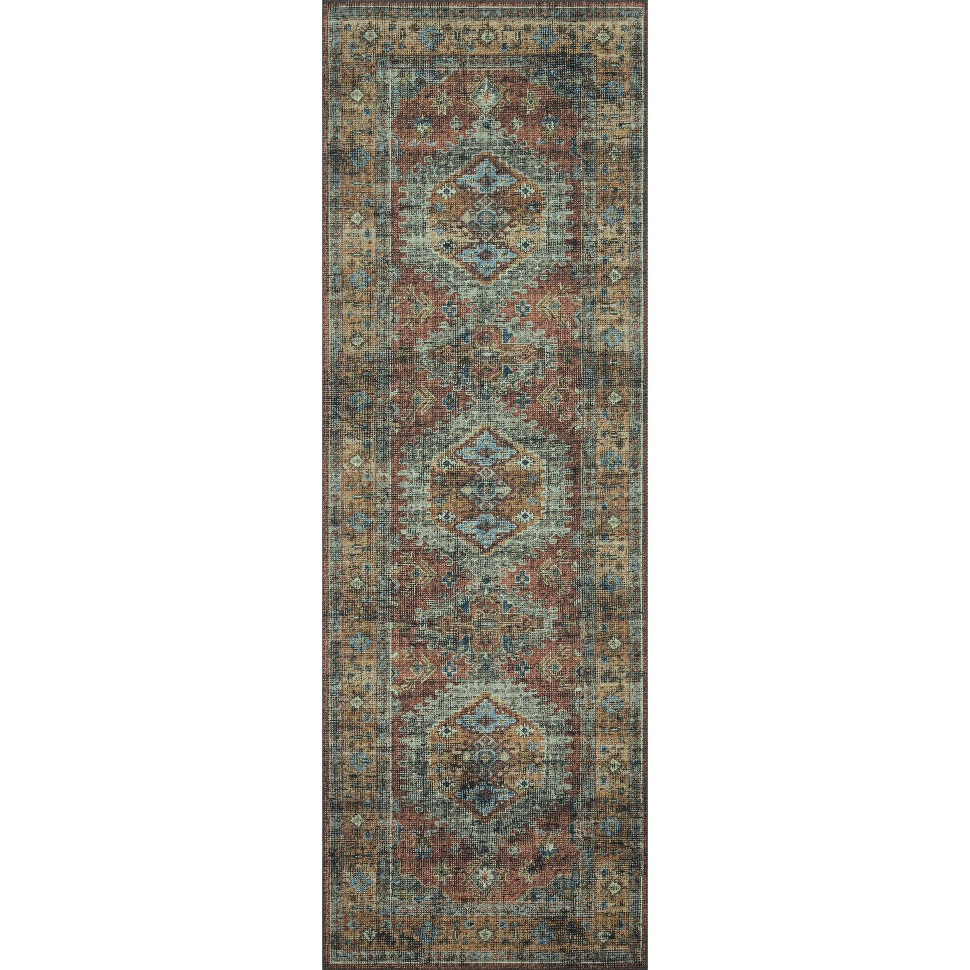 Skye SKY-07 Rug by Loloi II in terracotta, sky. Made from 100% polyester in a traditi