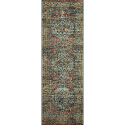 Skye SKY-07 Rug by Loloi II in terracotta, sky. Made from 100% polyester in a traditi