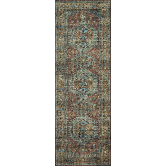 Skye SKY-07 Rug by Loloi in terracotta, sky. Made from 100% polyester in a traditional style.