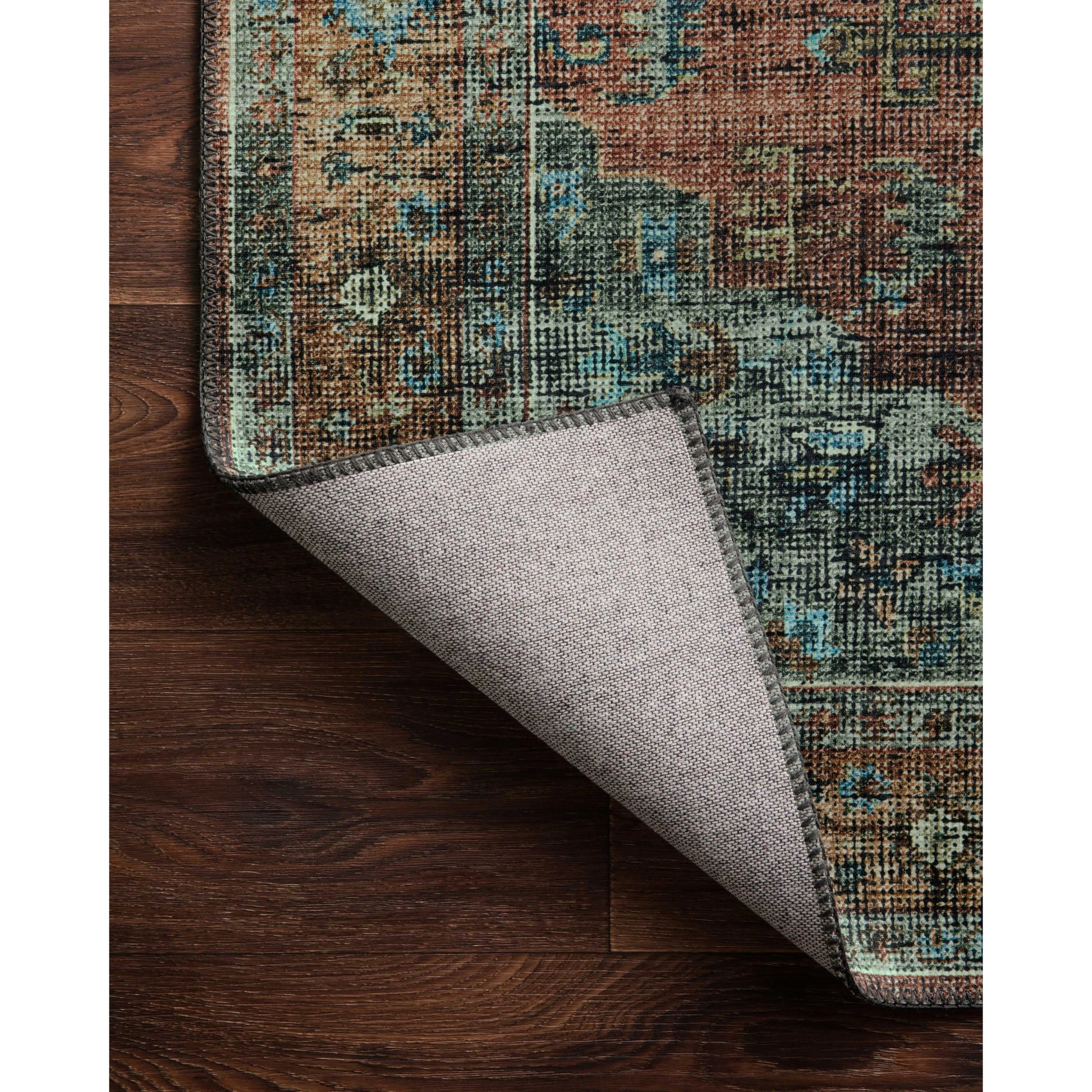 Skye SKY-07 Rug by Loloi II in terracotta, sky. Made from 100% polyester in a traditional sty