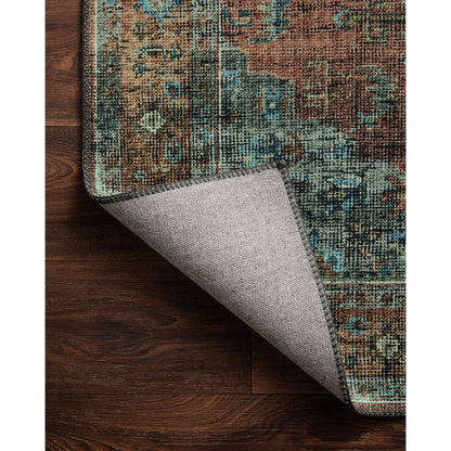 Skye SKY-07 Rug by Loloi II in terracotta, sky. Made from 100% polyester in a traditional sty