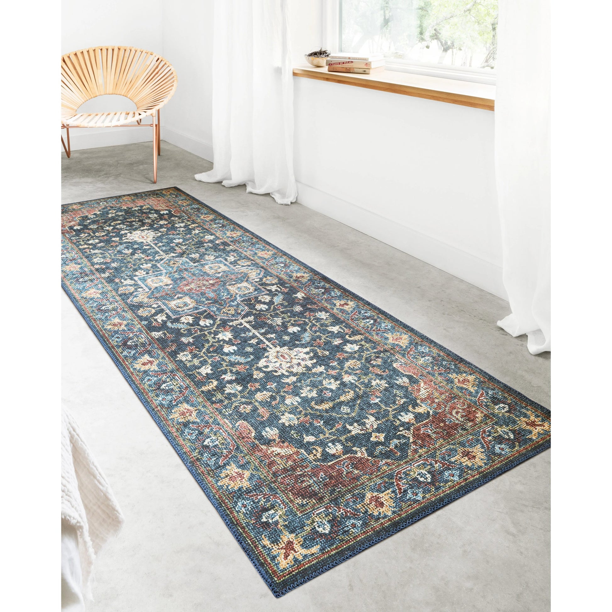 Skye SKY-08 Rug by Loloi II in denim, brick. Made from 100% polyester in a traditional styl