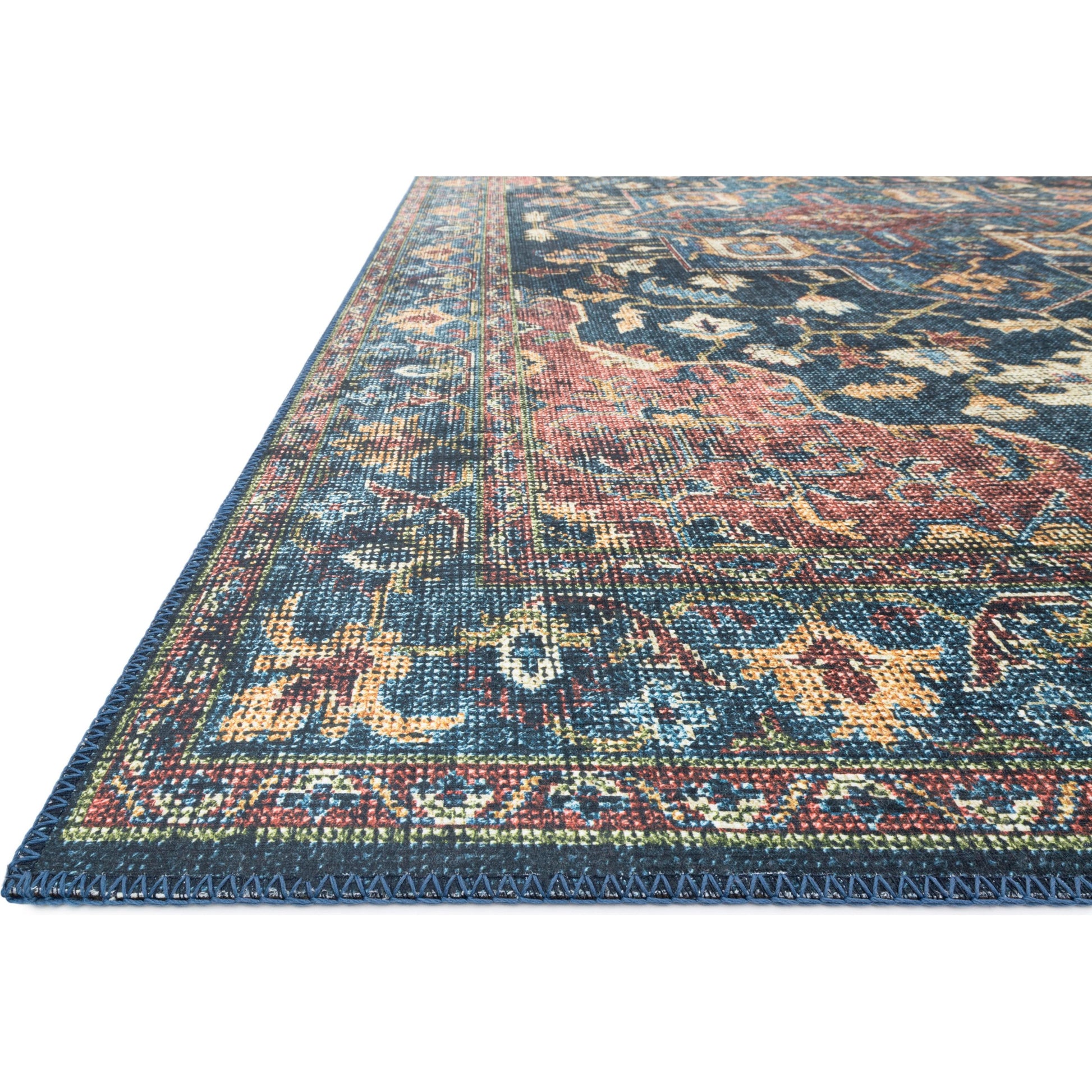Skye SKY-08 Rug by Loloi II in denim, brick. Made from 100% polyester in a traditional style.