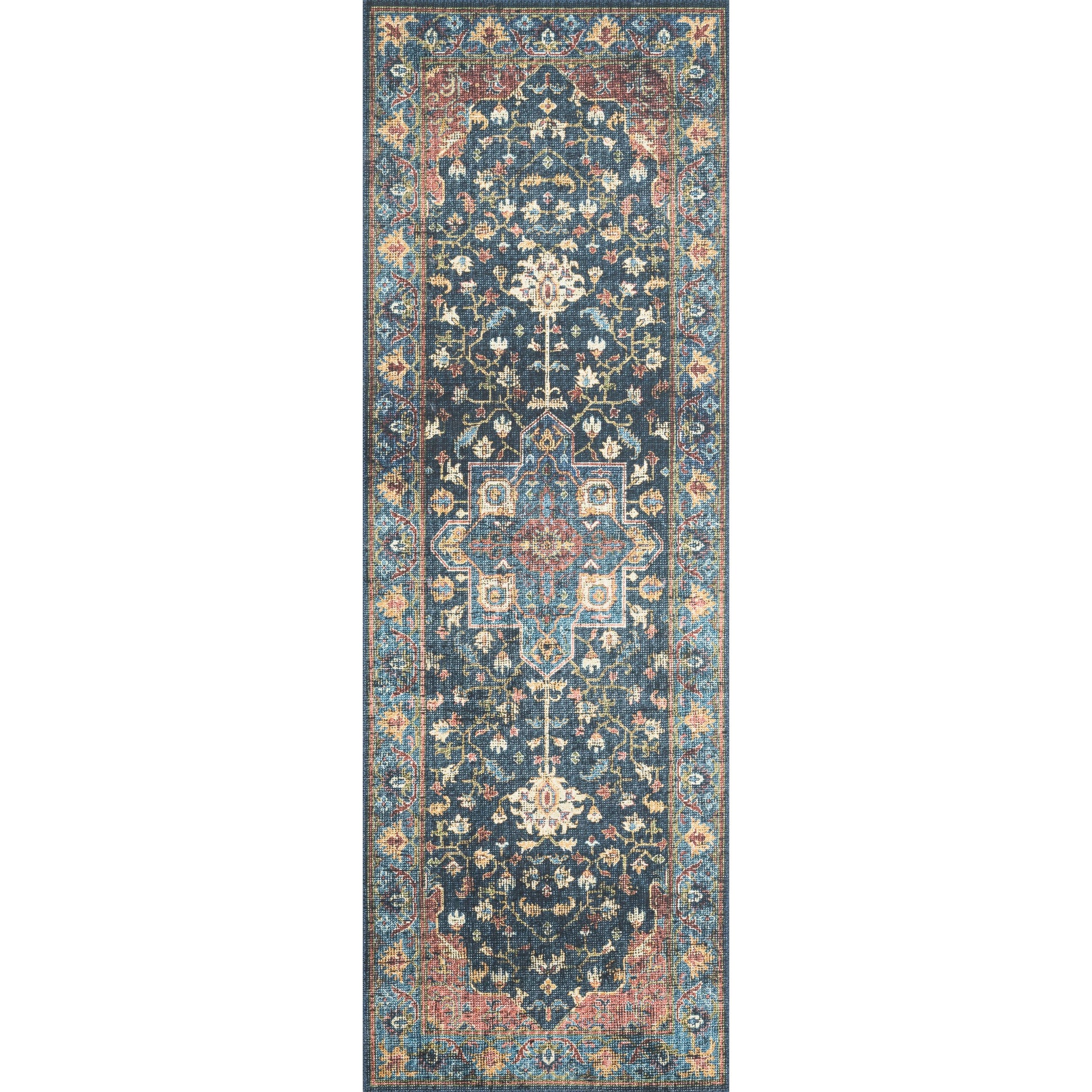 Skye SKY-08 Rug by Loloi II in denim, brick. Made from 100% polyester in a traditiona