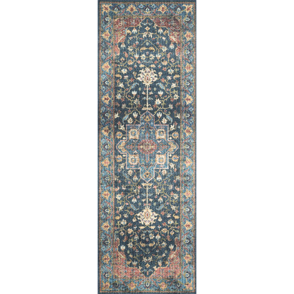 Skye SKY-08 Rug by Loloi II in denim, brick. Made from 100% polyester in a traditiona