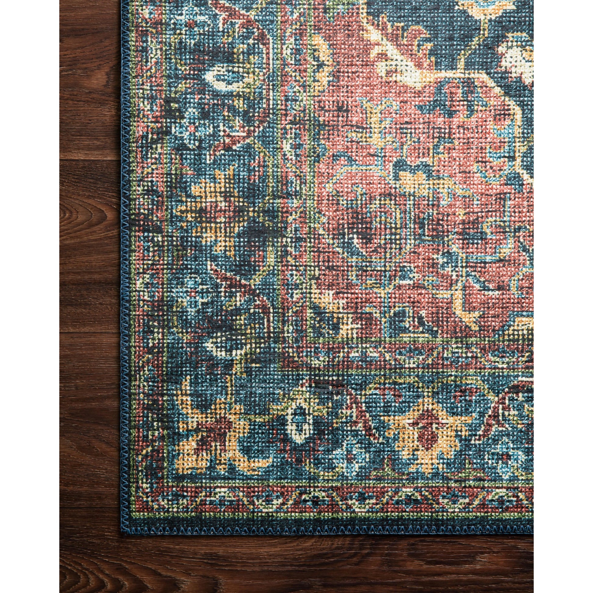 Skye SKY-08 Rug by Loloi II in denim, brick. Made from 100% polyester in a traditional style.