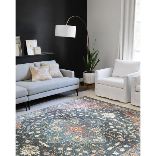 Skye SKY-08 Rug by Loloi II in denim, brick. Made from 100% polyester in a traditional styl