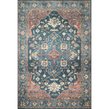 Skye SKY-08 Rug by Loloi II in denim, brick. Made from 100% polyester in a traditional s