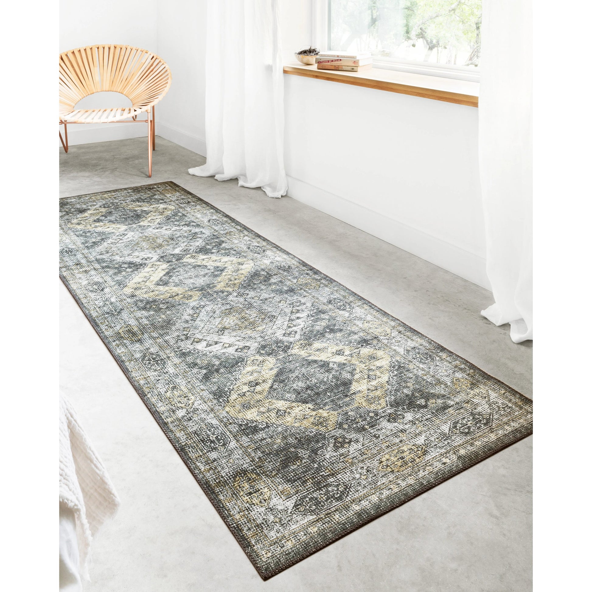 Skye SKY-09 Rug by Loloi II in graphite, silver. Made from 100% polyester in a rustic style