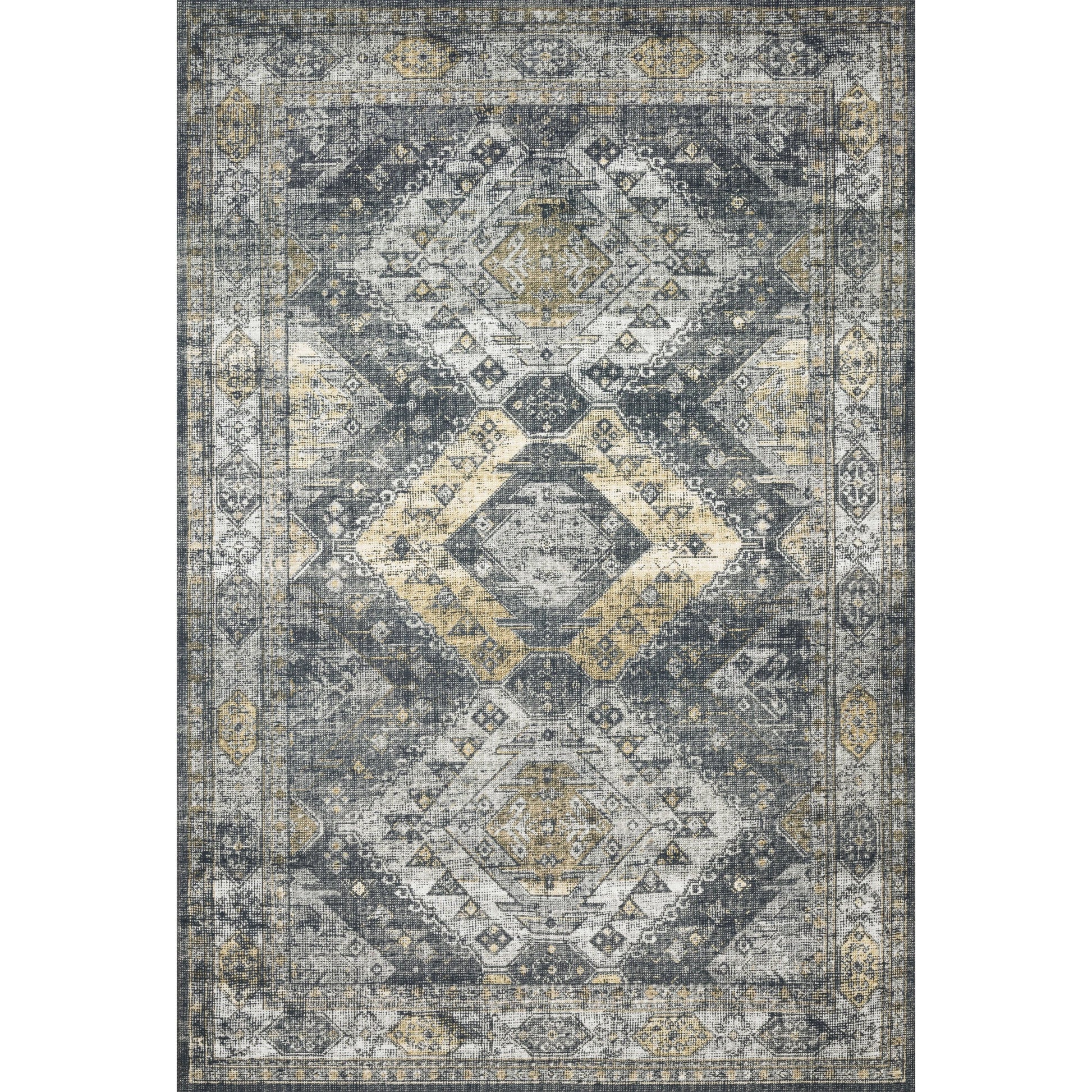 Skye SKY-09 Rug by Loloi II in graphite, silver. Made from 100% polyester in a rustic st