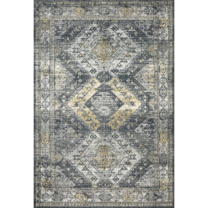 Skye SKY-09 Rug by Loloi II in graphite, silver. Made from 100% polyester in a rustic st