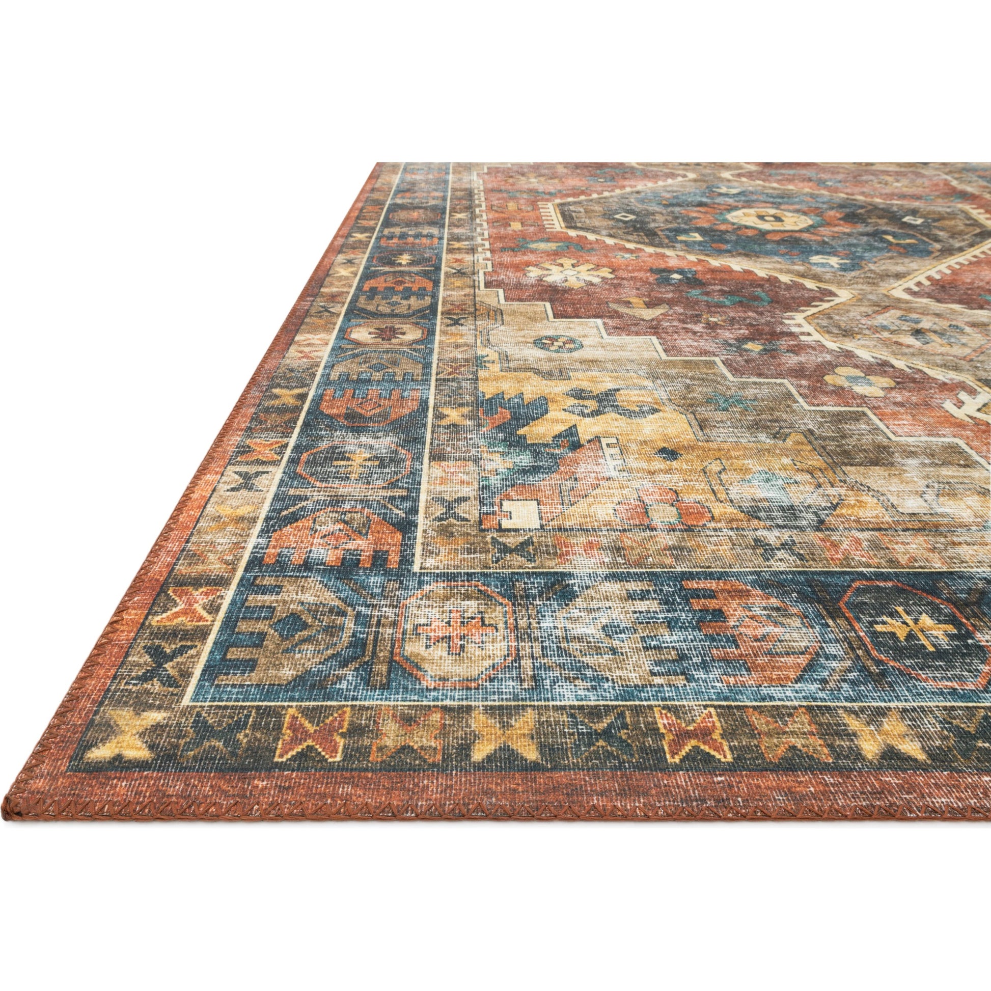 Skye SKY-11 Rug by Loloi II in rust, blue. Made from 100% polyester in a eclectic & global st