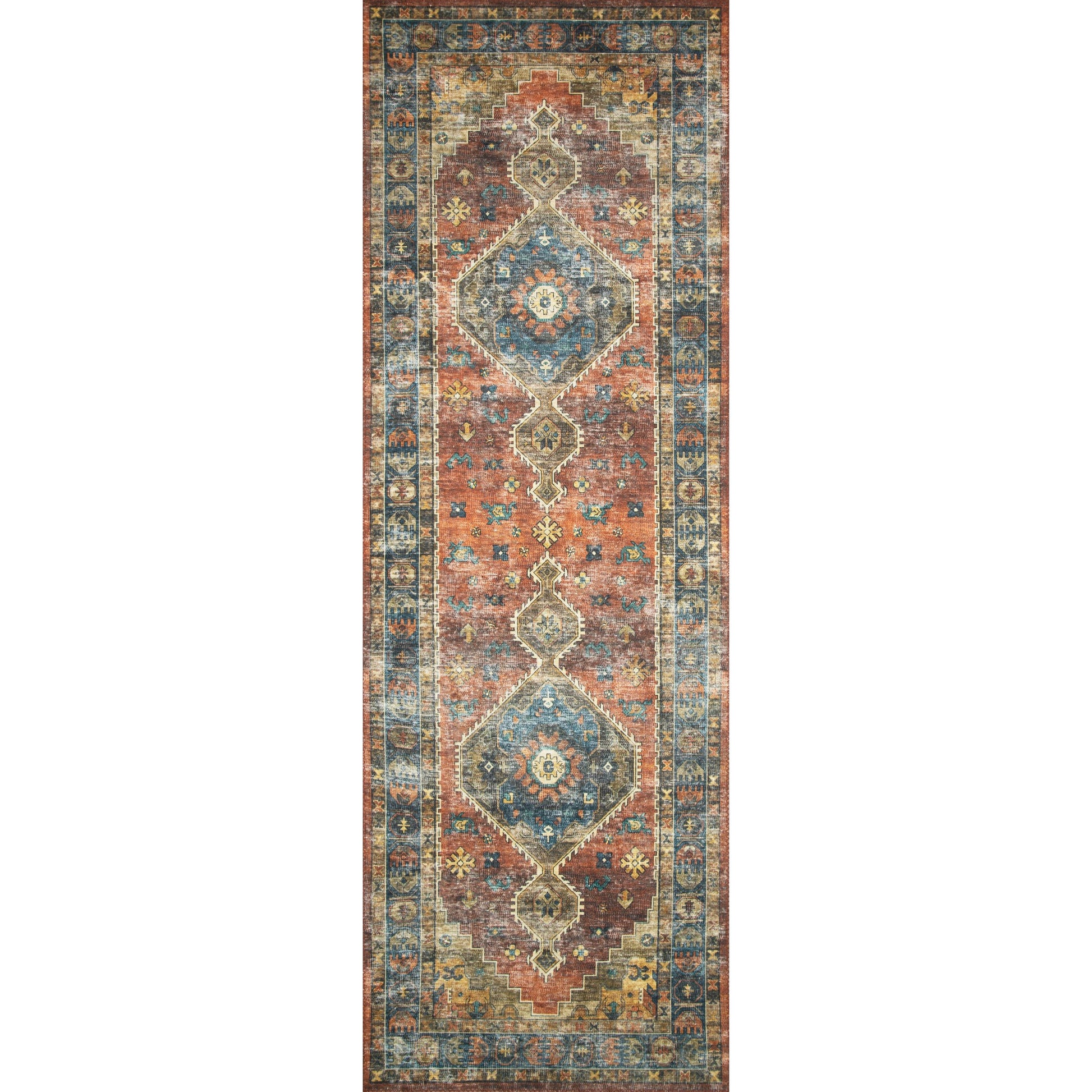 Skye SKY-11 Rug by Loloi II in rust, blue. Made from 100% polyester in a eclectic & g