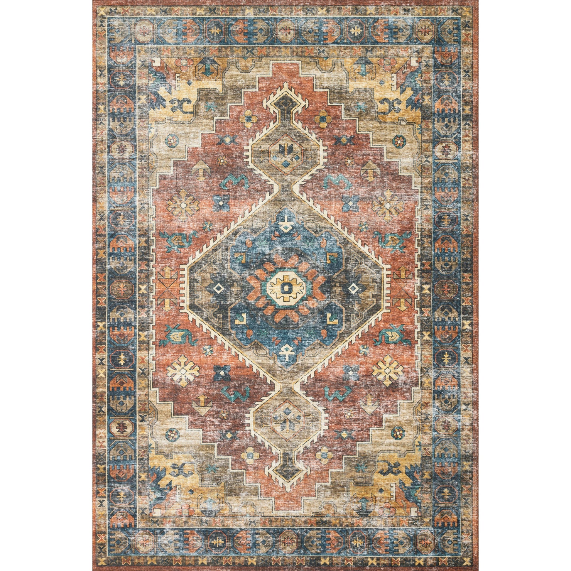 Skye SKY-11 Rug by Loloi II in rust, blue. Made from 100% polyester in a eclectic & glob