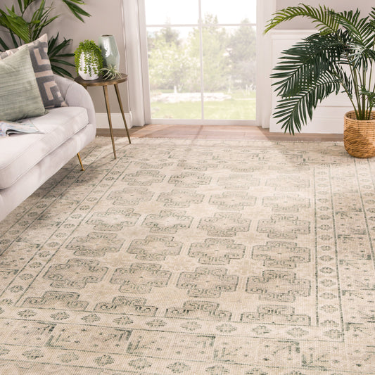 Salinas SLN08 Rug by Jaipur Living in ivory, green. Made from 100% wool in a unique style.