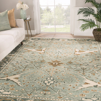 Salinas SLN11 Rug by Jaipur Living in light teal, ivory. Made from 100% wool in a unique style.