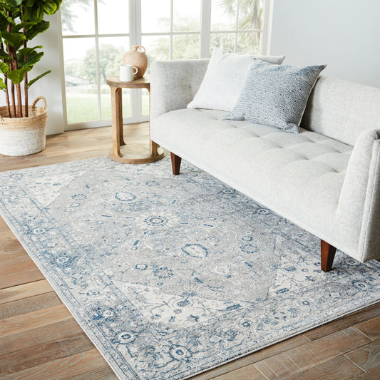 Solace SOC02 Rug by Jaipur Living in light gray, dark blue. Made from unique in a unique style.