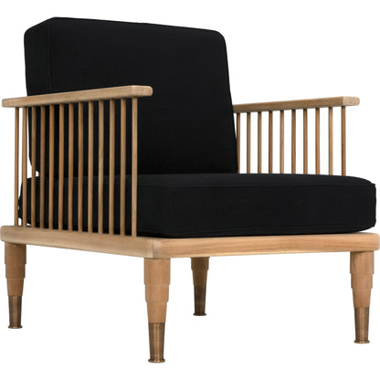 Murphy Chair by Noir in natural teak, black. Made from teak and black cotton in a cottage & farmhouse style.