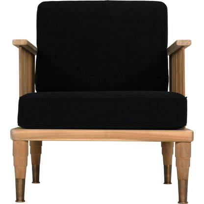 Murphy Chair by Noir in natural teak, black. Made from teak and black cotton in a cottage & farmhouse style.