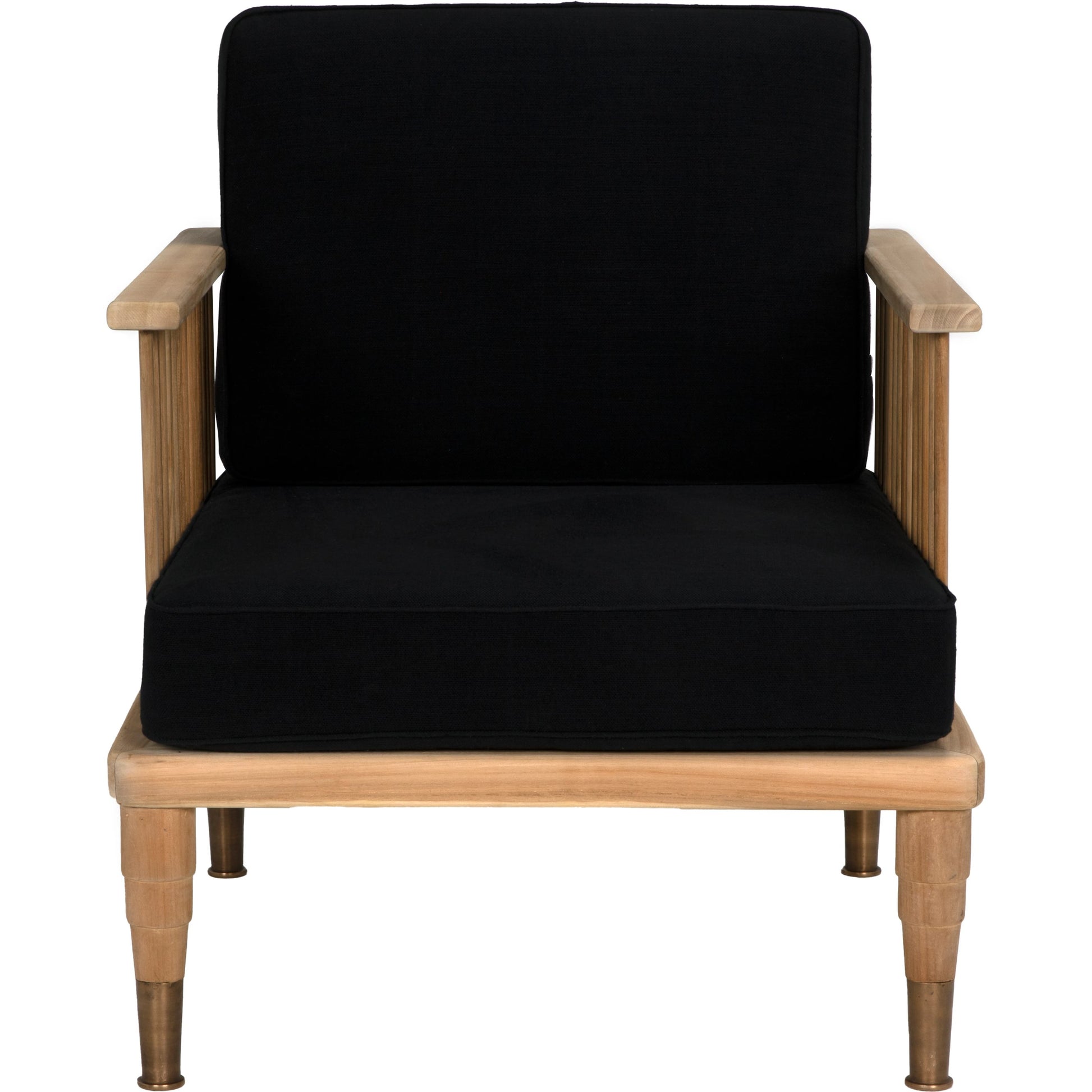 Murphy Chair by Noir in natural teak, black. Made from teak and black cotton in a cottage & farmhouse style.