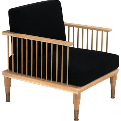 Murphy Chair by Noir in natural teak, black. Made from teak and black cotton in a cottage & farmhouse style.
