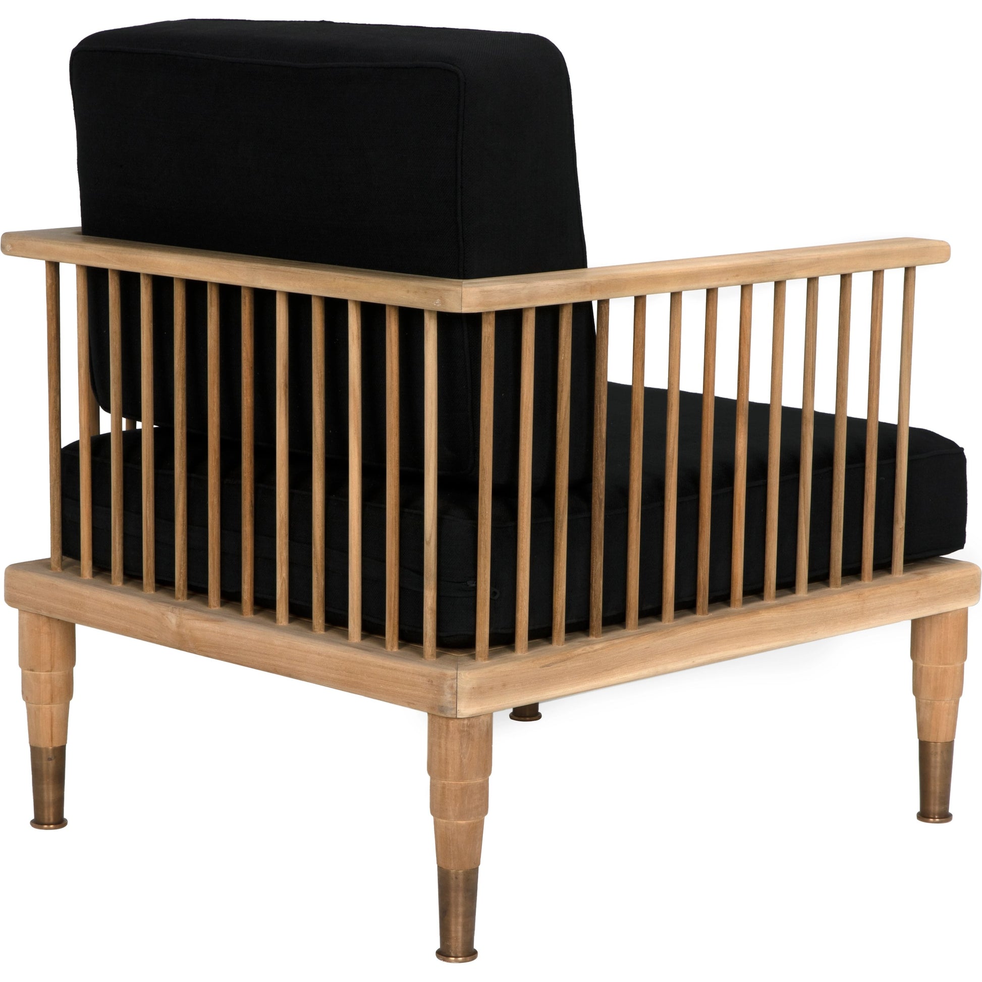 Murphy Chair by Noir in natural teak, black. Made from teak and black cotton in a cottage & farmhouse style.