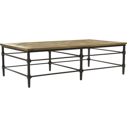 Aveline Coffee Table by Zentique in pine top, metal base. Made from pine top, metal base in a modern style.