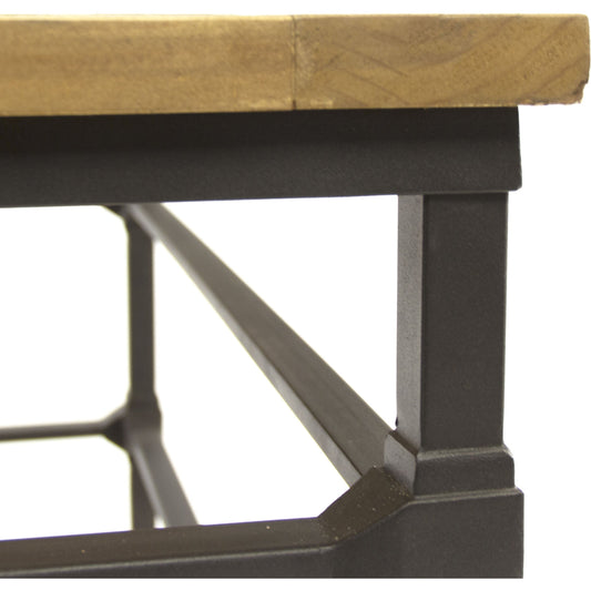 Aveline Coffee Table by Zentique in pine top, metal base. Made from pine top, metal base in a modern style.