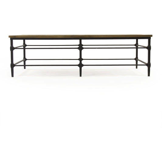Aveline Coffee Table by Zentique in pine top, metal base. Made from pine top, metal base in a modern style.