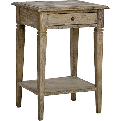 Claude End Table by Zentique in limed gray and oak. Made from oak in a cottage & farmhouse style.
