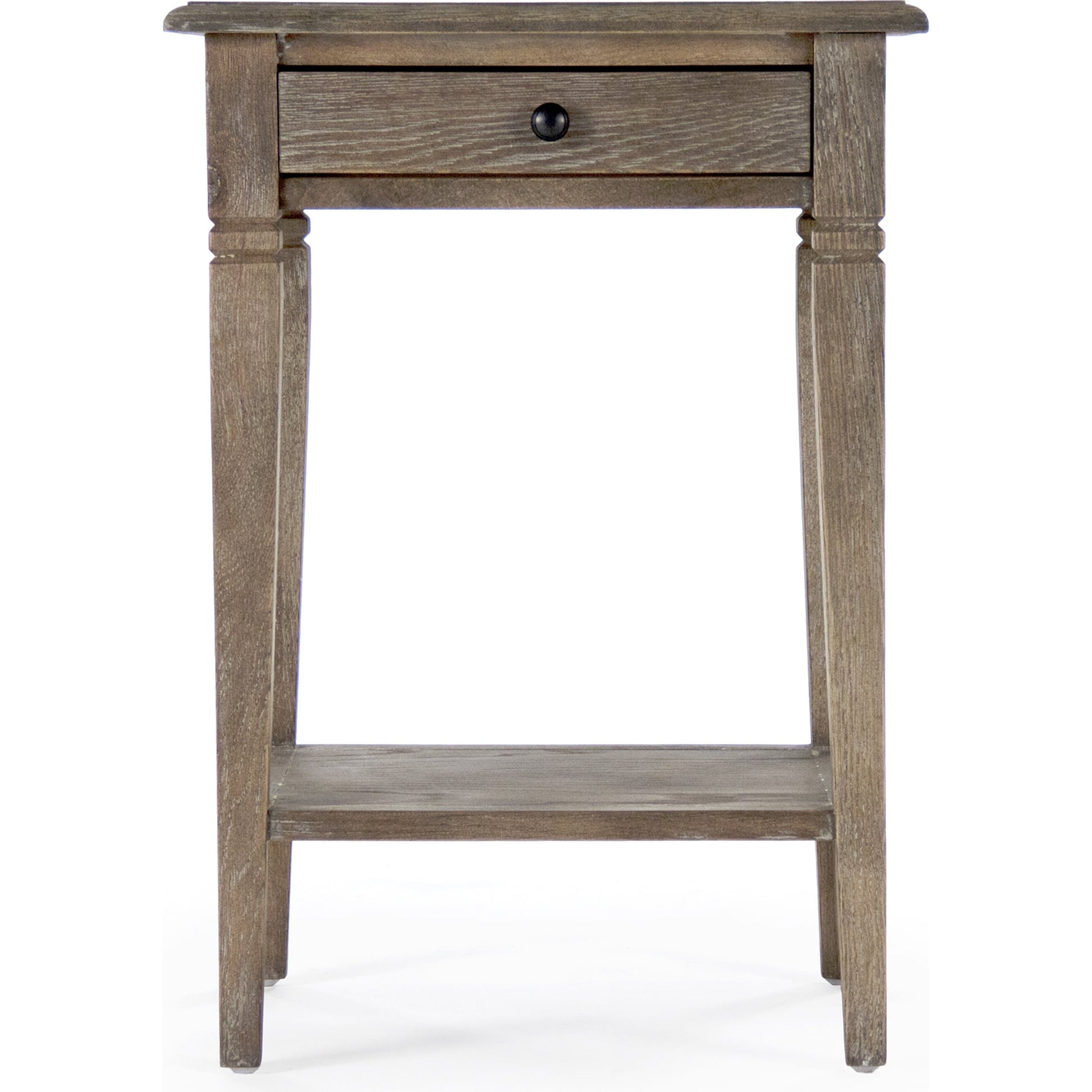 Claude End Table by Zentique in limed gray and oak. Made from oak in a cottage & farmhouse style.