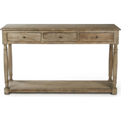 Bruno Console by Zentique in limed gray and oak. Made from oak in a cottage & farmhouse style.