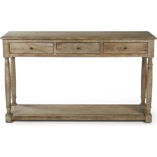 Bruno Console by Zentique in limed gray and oak. Made from oak in a cottage & farmhouse style.