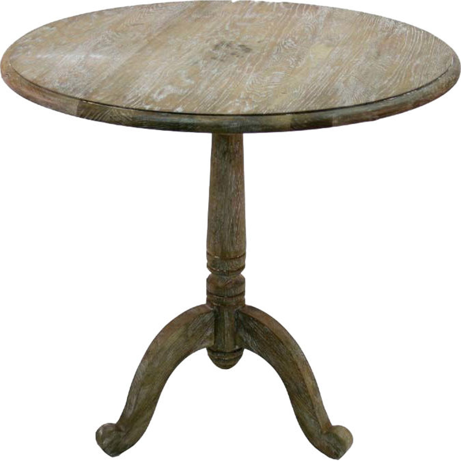 Monroe Round Table by Zentique in limed gray and oak. Made from oak in a traditional style.