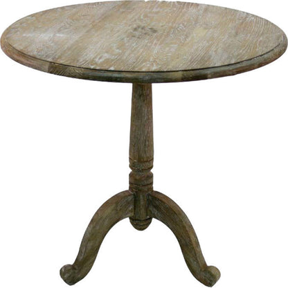 Monroe Round Table by Zentique in limed gray and oak. Made from oak in a traditional style.
