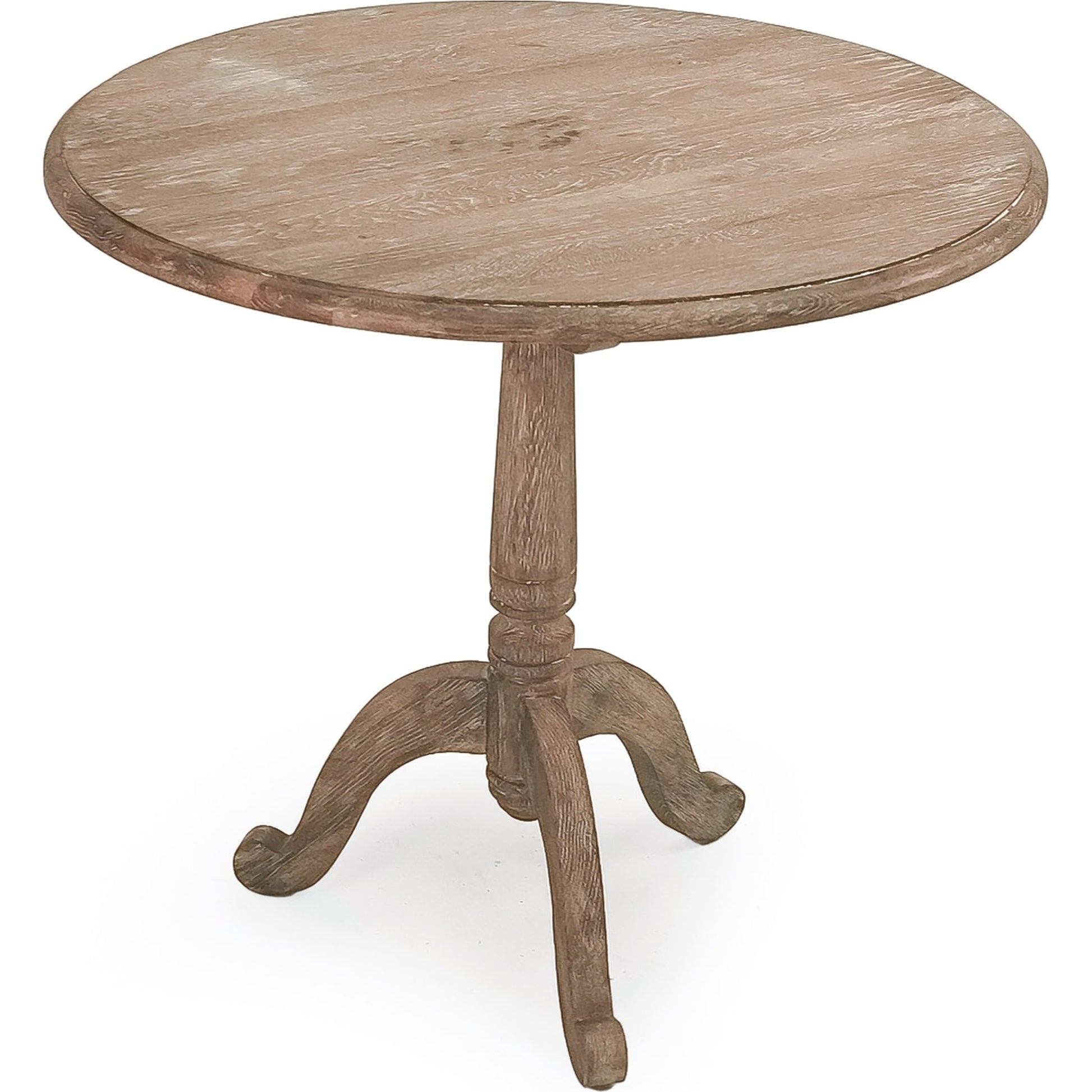 Monroe Round Table by Zentique in limed gray and oak. Made from oak in a traditional style.