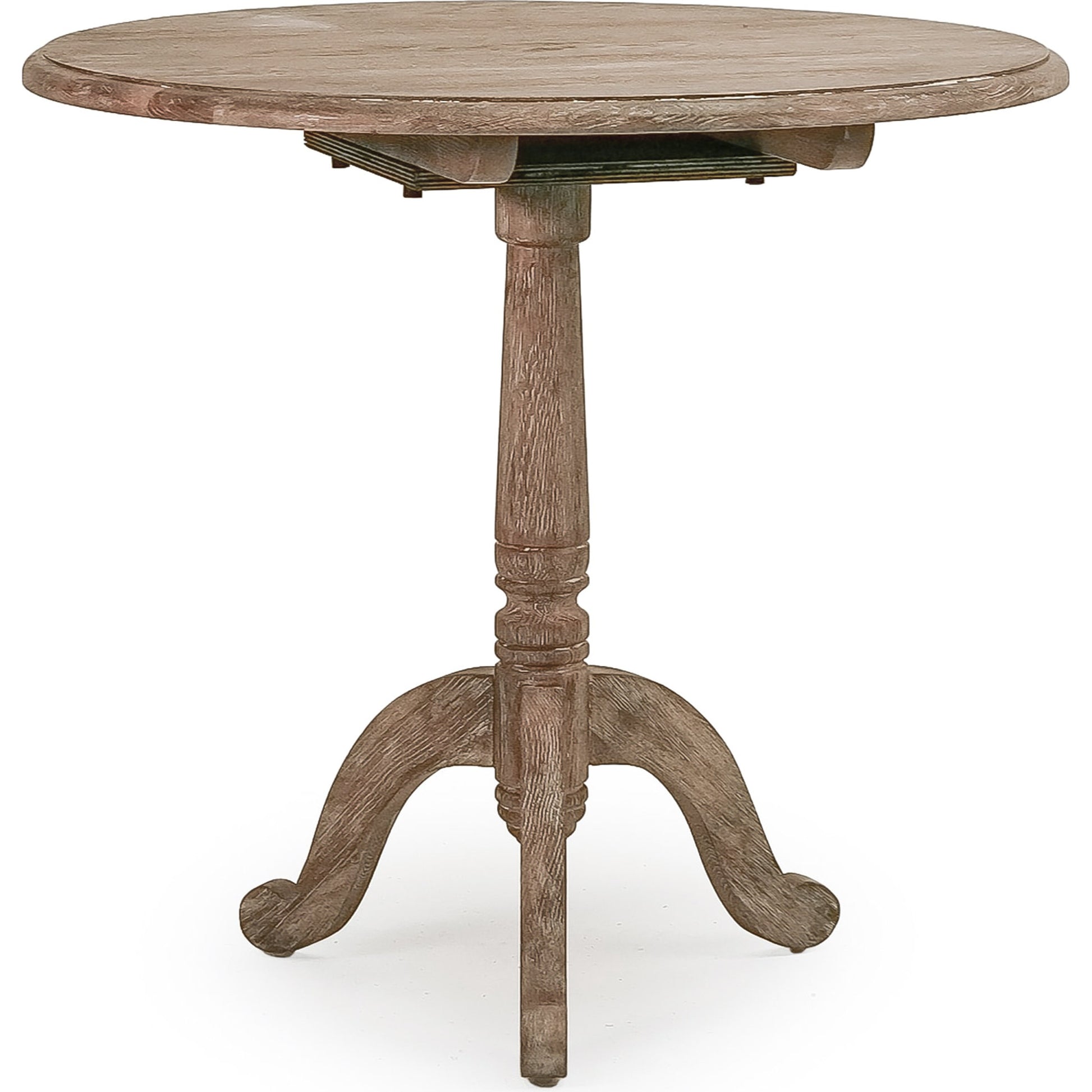 Monroe Round Table by Zentique in limed gray and oak. Made from oak in a traditional style.