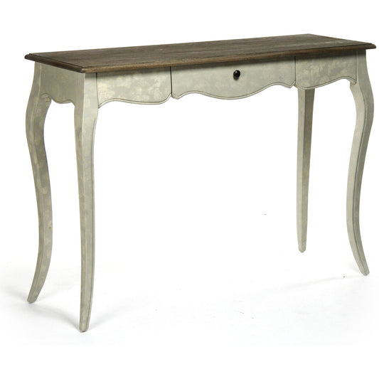 Rosa Console by Zentique in reclaimed top, distressed white base and oak. Made from oak in a traditional style.