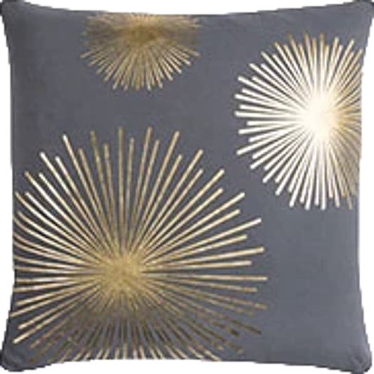 Kalawao Pillow by HedgeApple Essentials in grey, metallic gold. Made from cotton in a modern style.