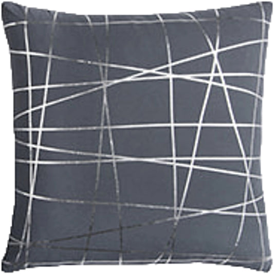 Huntsville Pillow by HedgeApple Essentials in grey, metallic silver. Made from cotton in a modern style.