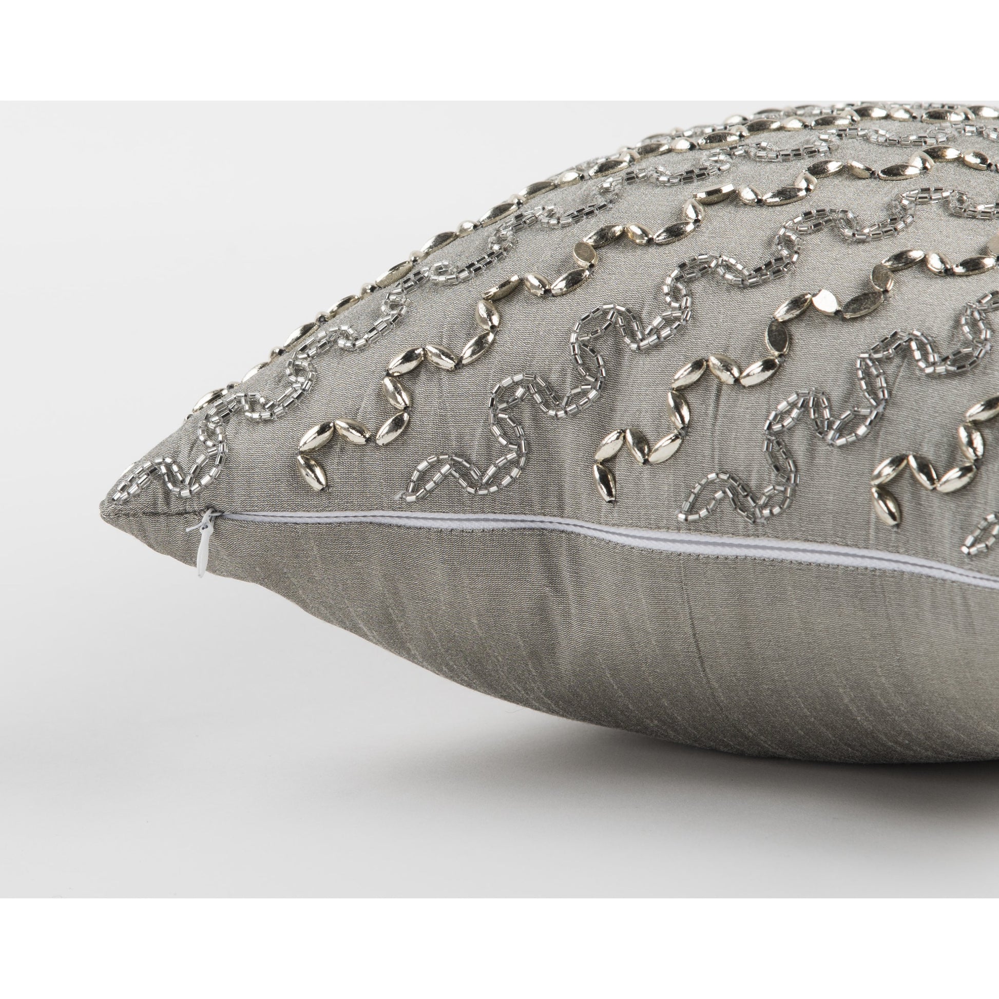 Gratiot Pillow by HedgeApple Essentials in silver. Made from polyester in a modern style.