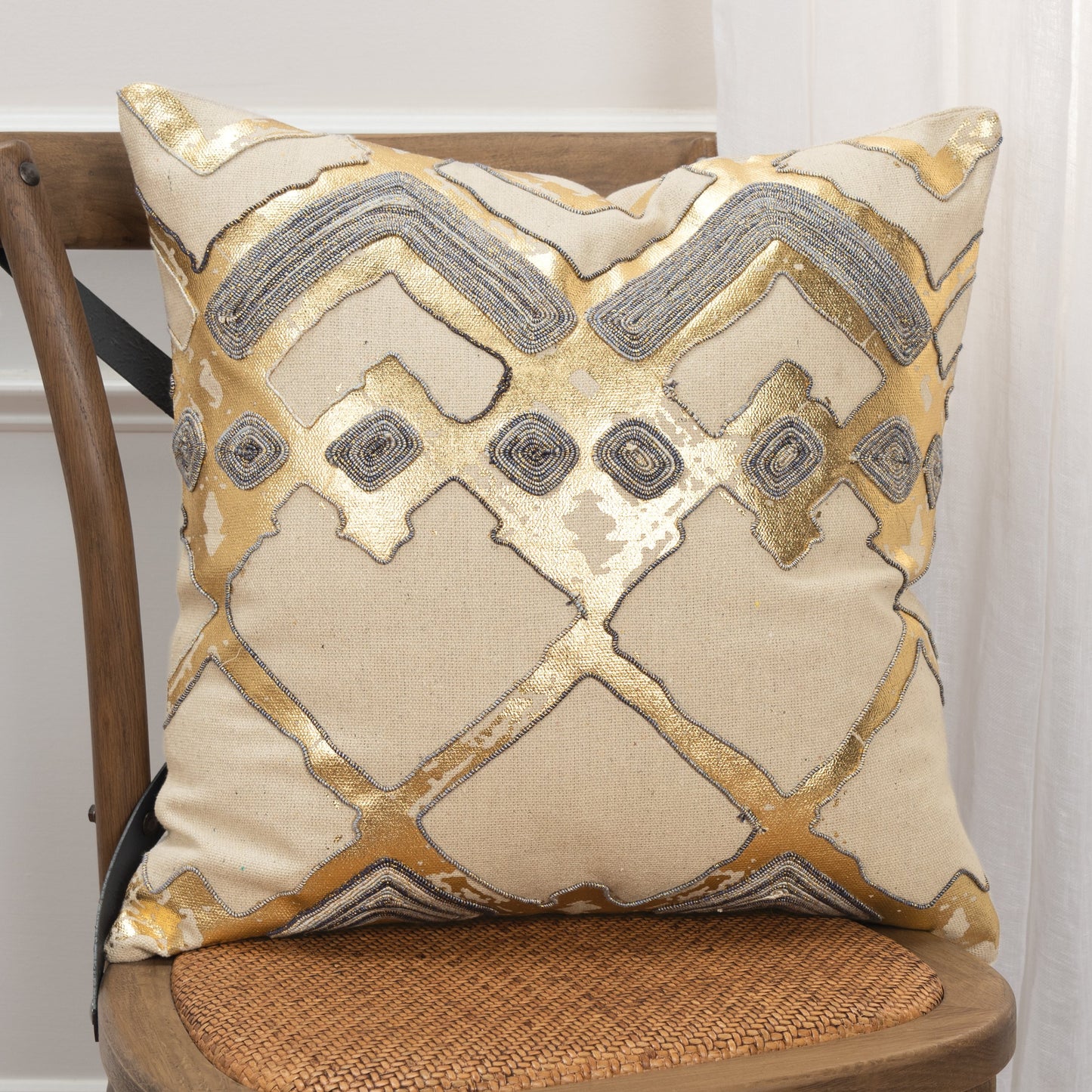 004 SR-870531,SR-885961 | Lifestyle | Venango Pillow by HedgeApple Essentials in natural. Made from cotton in a eclectic & global style.