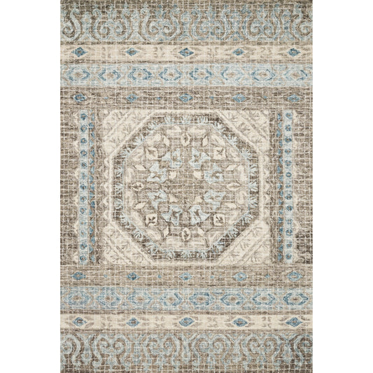 Tatum TW-02 Rug by Loloi in stone, blue. Made from 100% wool in a transitional style.