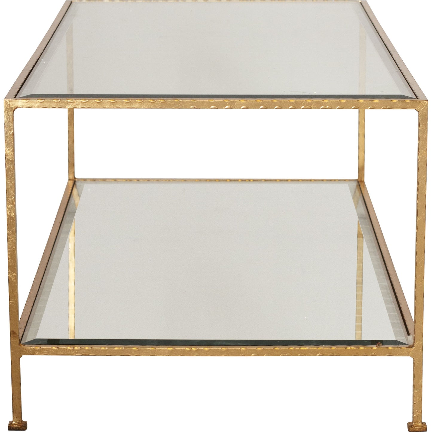 005 S-317072 | Additional Silo | Taylor Hammered Coffee Table by Worlds Away in gold. Made from metal, glass in a transitional style.
