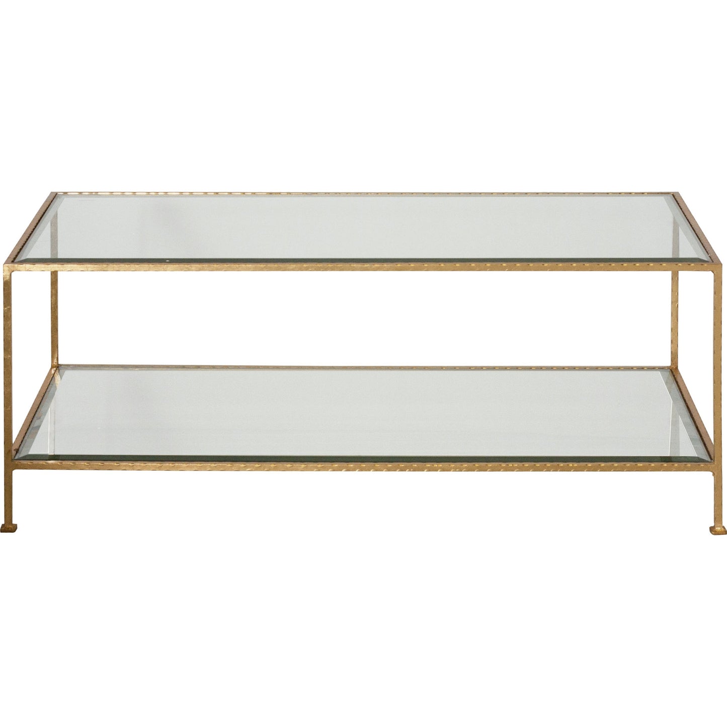 004 S-317072 | Additional Silo | Taylor Hammered Coffee Table by Worlds Away in gold. Made from metal, glass in a transitional style.