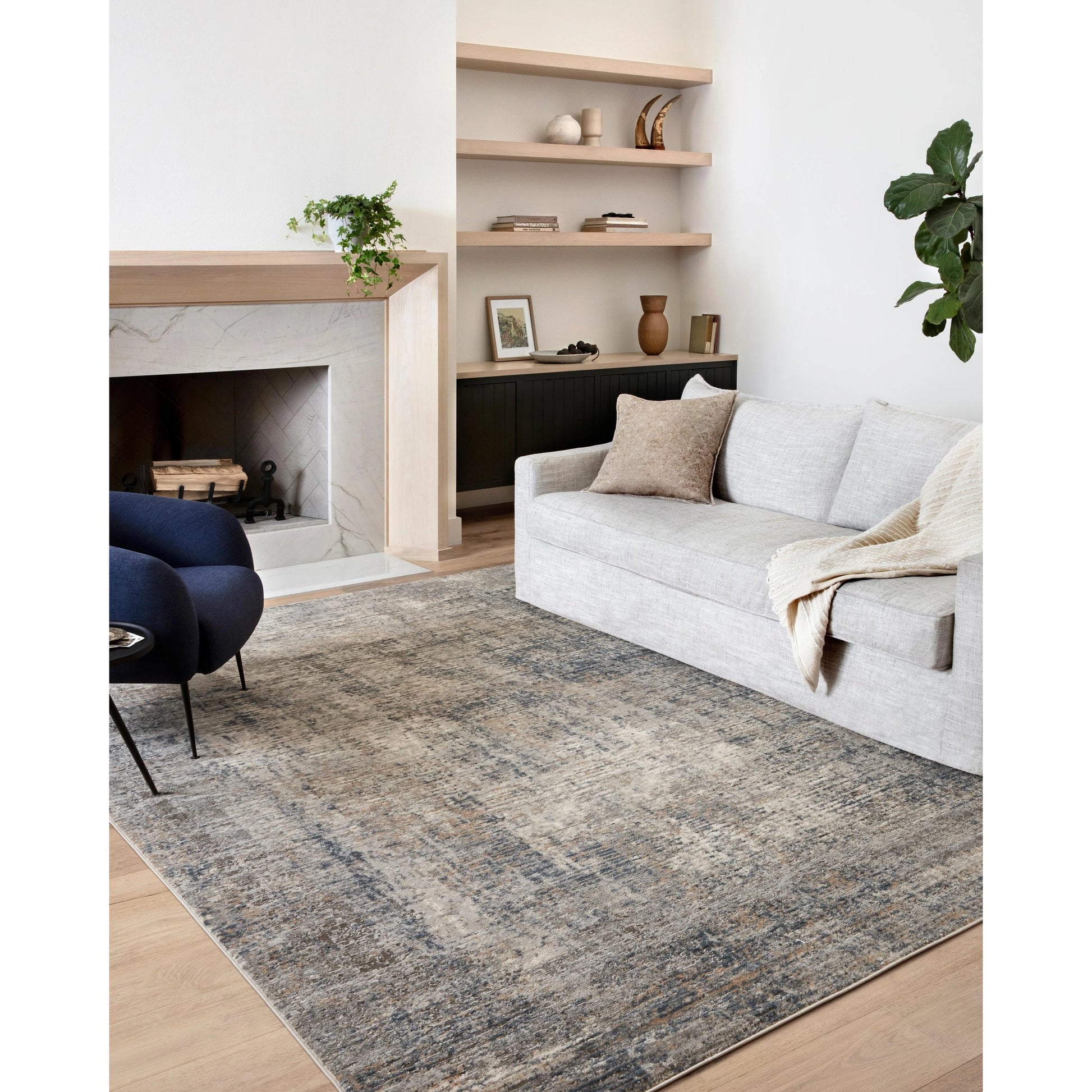 Teagan TEA-05 Rug by Loloi in denim, slate. Made from high pile: 100% polypropylene, short pile: 100% polyester in a unique style.