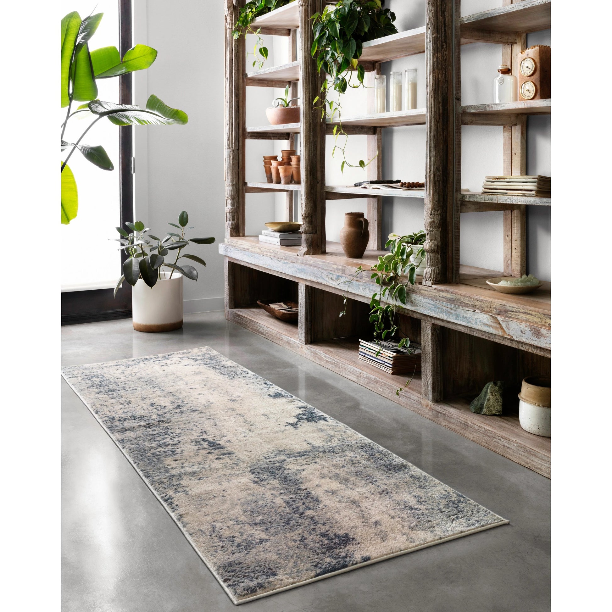 Teagan TEA-07 Rug by Loloi in natural, denim. Made from high pile: 100% polypropylene, short pile: 100% polyester in a unique style.