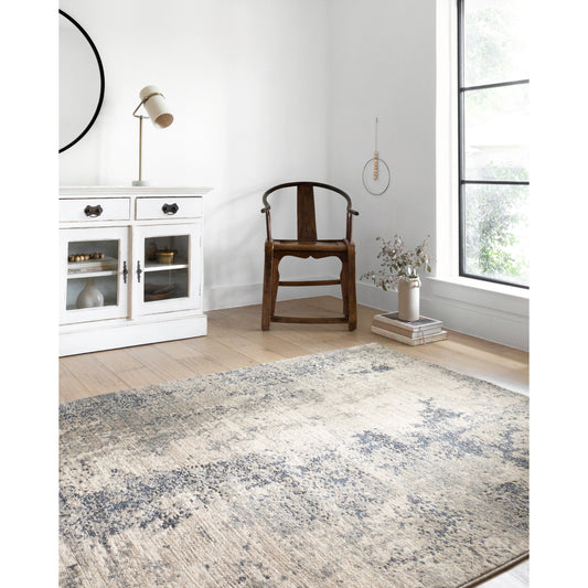Teagan TEA-07 Rug by Loloi II in natural, denim. Made from high pile: 100% polypropylene, short pile: 100% polyester in a unique