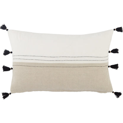 Taiga TGA01 Pillow by Jaipur Living in white, beige. Made from 100% linen in a rustic style.