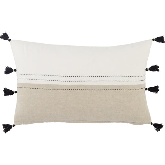Taiga TGA01 Pillow by Jaipur Living in white, beige. Made from 100% linen in a rustic style.